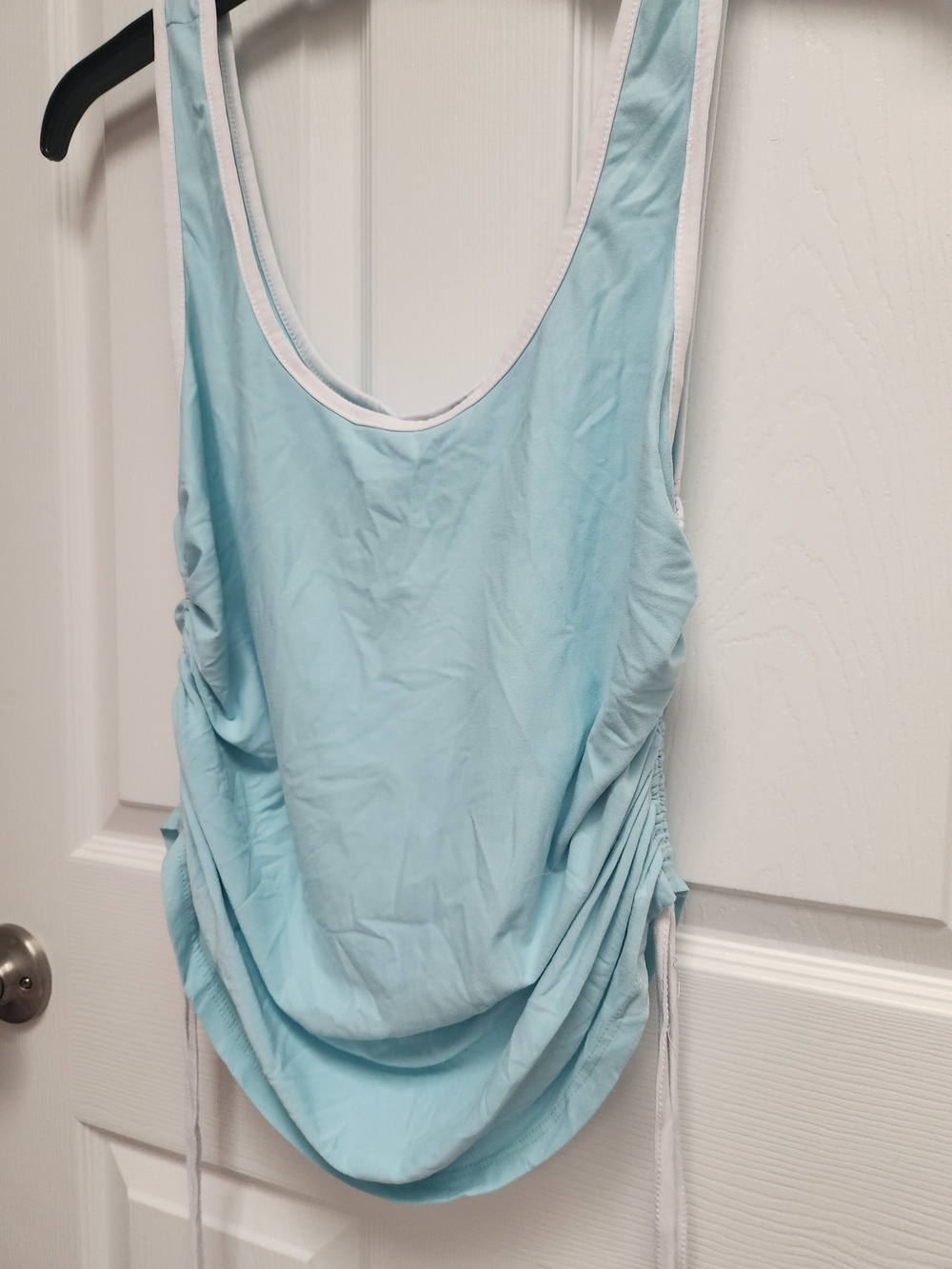 Derek Heart Plus Size 1X Swim Cover-Up Tank Top Light Blue Ruched Side Drawstrin
